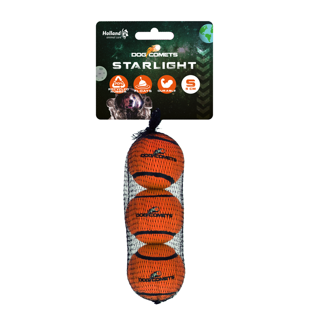 DOG COMETS STARLIGHT TENNISBAL S ORANJE 3ST