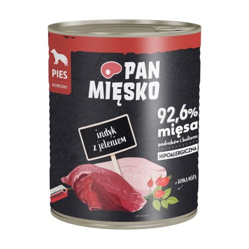 PAN MIĘSKO MOKRA KARMA DLA PSA INDYK Z JELENIEM 800G