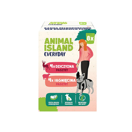 ANIMAL ISLAND MOKRA KARMA DLA PSA DZICZYZNA 4SZT JAGNIĘCINA 4SZT 8X 150G