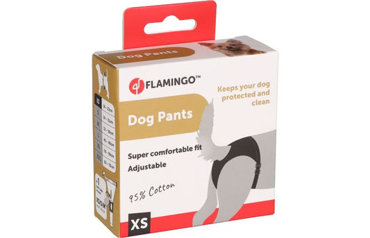 FLAMINGO DOG PANTS LUVLY XS - BLACK