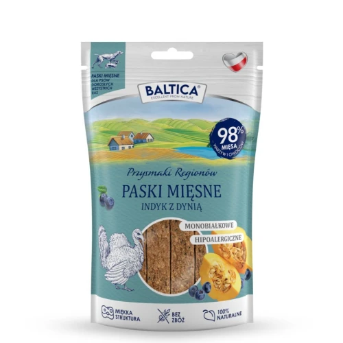 BALTICA PRZYSMAKI MIĘSNE PASKI INDYK Z DYNIĄ 90G