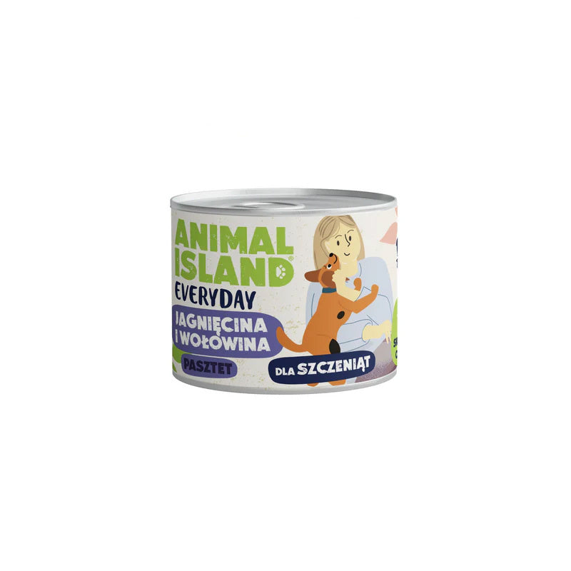 ANIMAL ISLAND MOKRA KARMA DLA PSA EVERYDAY JUNIOR WOŁOWINA Z JAGNIĘCINĄ 185G