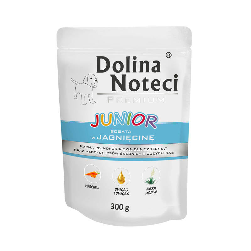 DOLINA NOTECI PREMIUM JUNIOR MOKRA KARMA DLA PSA BOGATA W JAGNIĘCINĘ 300G