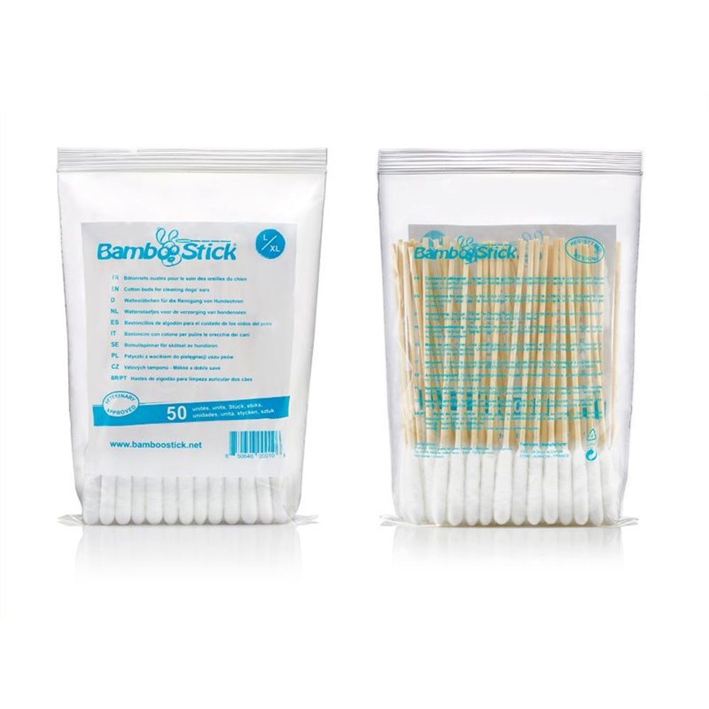 BAMBOOSTICK L/XL - PATYCZKI DO CZYSZCZENIA USZU DLA WIĘKSZYCH PSÓW - 10SZT.