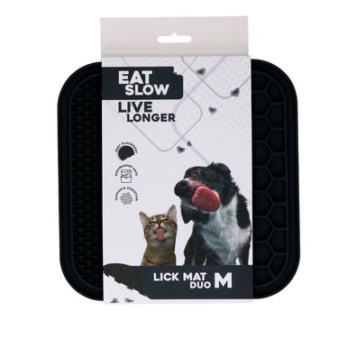 EAT SLOW LIVE LONGER LICK MAT DUO M GREY