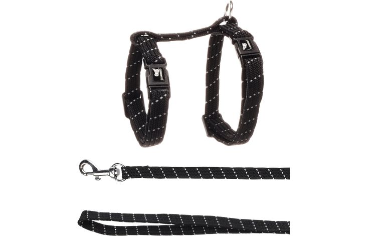FLAMINGO CAT HARNESS WITH LEASH KITTEN ELZA BLACK 15-22CM 20-30CM 120CM 10MM