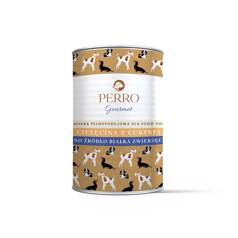 PERRO GOURMET MOKRA KARMA DLA PSA CIELĘCINA Z CUKINIĄ 400G