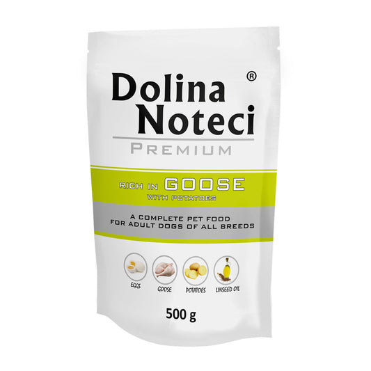 DOLINA NOTECI PREMIUM MOKRA KARMA DLA PSA BOGATA W GĘŚ Z ZIEMNIAKAMI 500G
