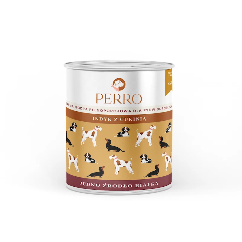 PERRO MOKRA KARMA DLA PSA INDYK Z CUKINIĄ 850G