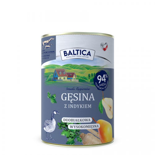 BALTICA SMAKI REGIONÓW MOKRA KARMA DLA PSA GĘSINA Z INDYKIEM 400G
