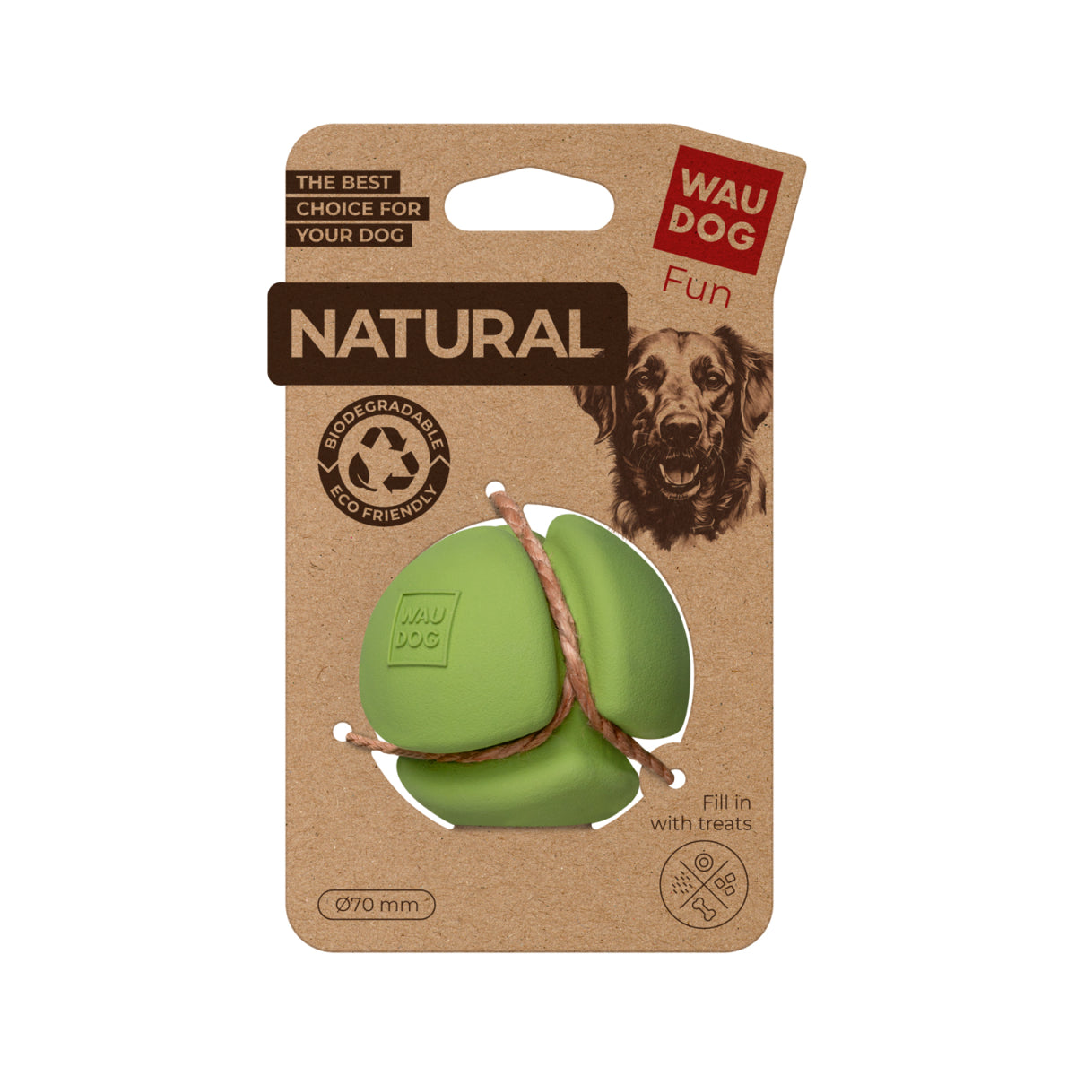 WAUDOG FUN NATURAL PIŁKA 7CM ZIELONY