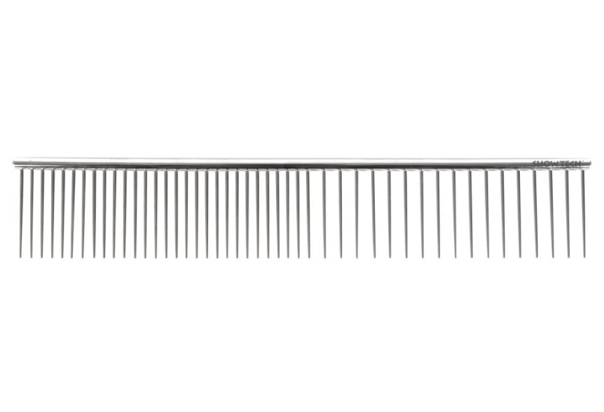 SHOW TECH PRO COMBI COMB GRZEBIEŃ METALOWY ROZSTAW ZĘBÓW PÓŁ NA PÓŁ DŁ. 28CM