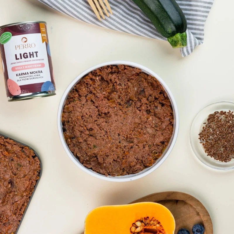PERRO LIGHT MOKRA KARMA DLA PSA KOZA Z WARZYWAMI 800G