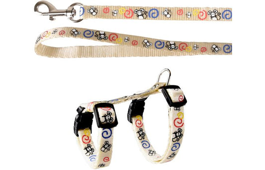 FLAMINGO CAT HARNESS WITH LEASH KITTEN TOPO WHITE 15-22CM 20-30CM 120CM 10MM