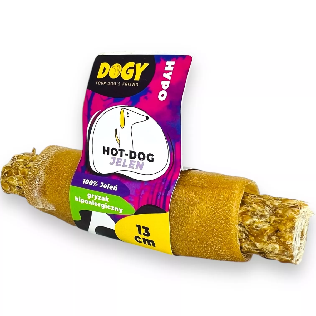 DOGY HYPO HOT DOG Z JELENIA 13CM 100% SKÓRY JELENIA DLA PSA