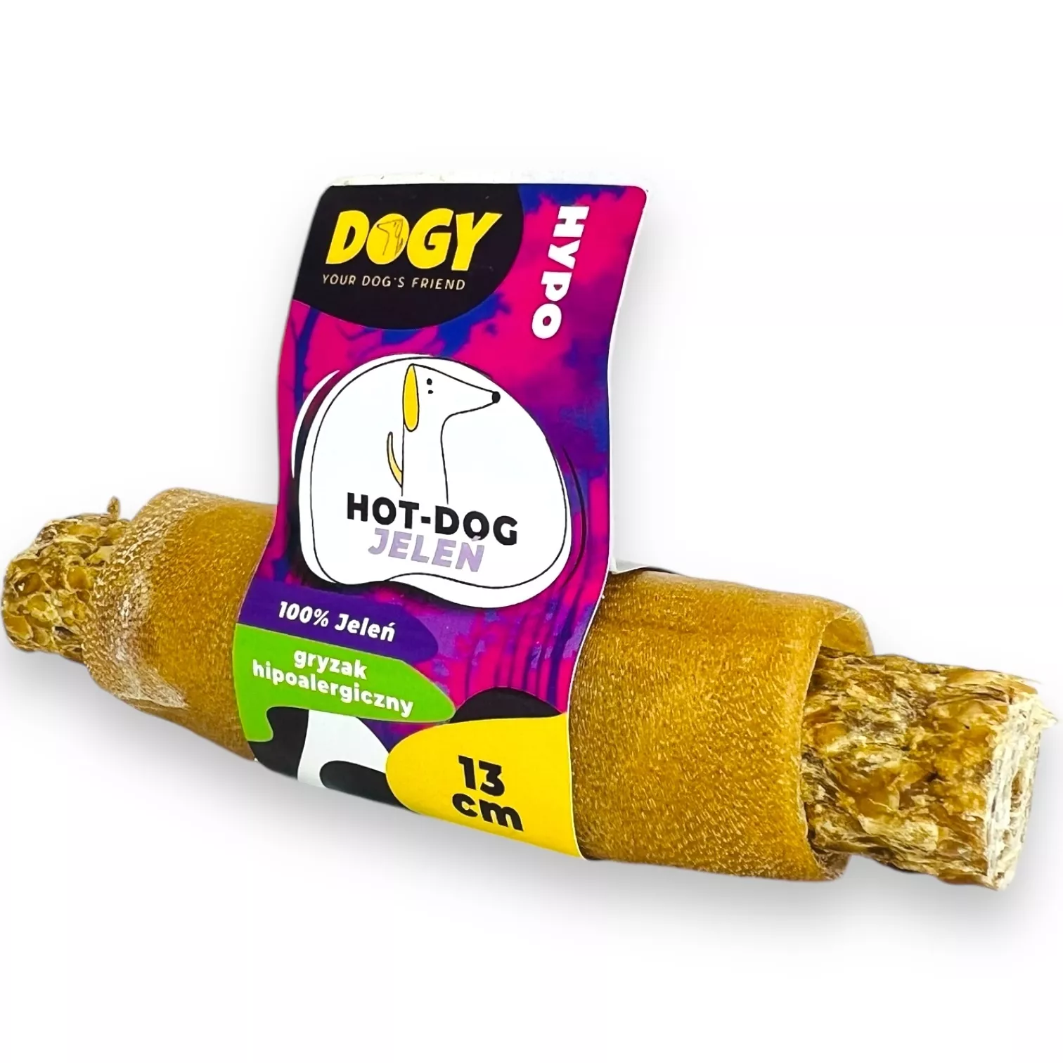DOGY HYPO HOT DOG Z JELENIA 13CM 100% SKÓRY JELENIA DLA PSA