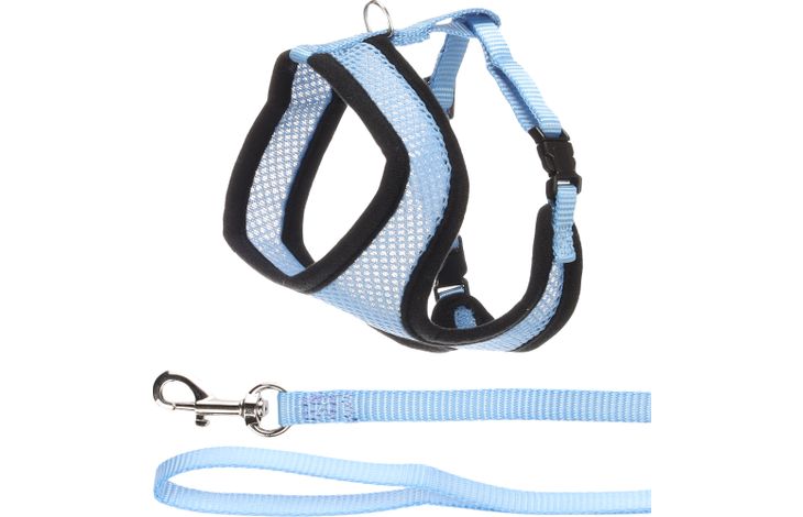 FLAMINGO CAT HARNESS WITH LEASH KITTEN HARMS BLUE 28CM 32-41CM 110CM 10MM
