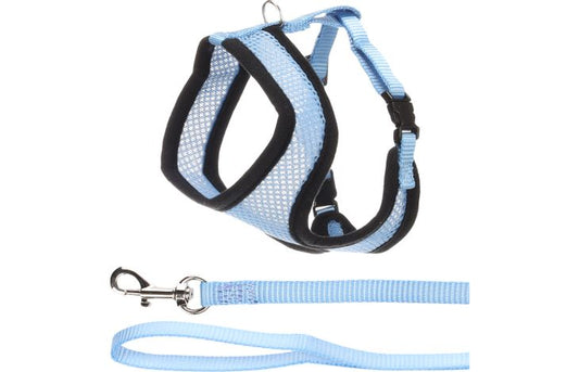 FLAMINGO CAT HARNESS WITH LEASH KITTEN HARMS BLUE 28CM 32-41CM 110CM 10MM