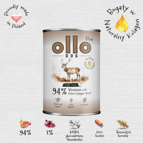 OLLO PLUS KOLAGEN MOKRA KARMA PIES JELEŃ 400G
