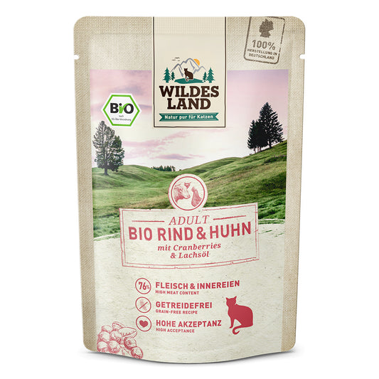 WILDES LAND MOKRA KARMA DLA KOTA BIO RIND HUHN 85G