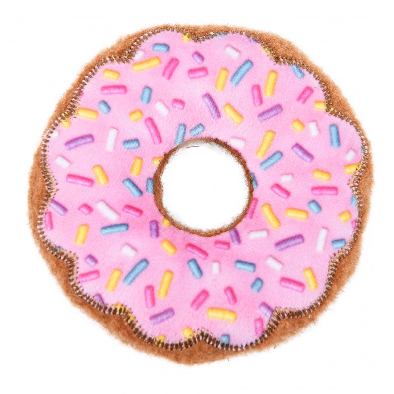 BUBA DONUT PLUSZOWY S - MAŁA ZABAWKA DLA PSA Z PISZCZAŁKĄ