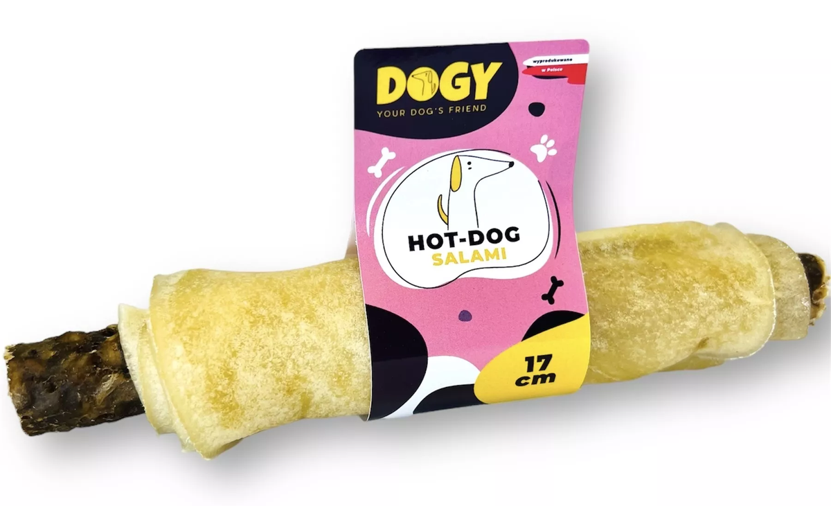 DOGY HOT DOG ZE ŻWACZEM SALAMI 17CM DLA PSA