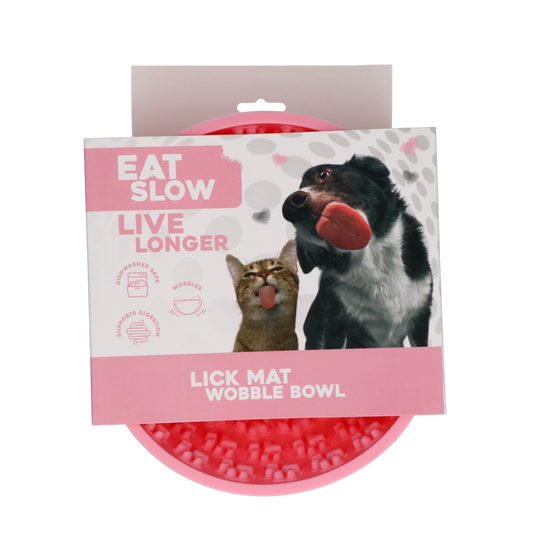EAT SLOW LIVE LONGER LICK MAT WOBBLE BOWL PINK
