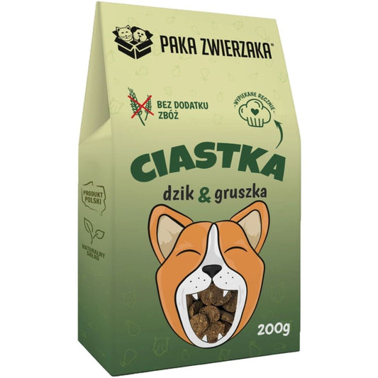 PAKA ZWIERZAKA CIASTKA DLA PSA DZIK Z GRUSZKĄ 200G