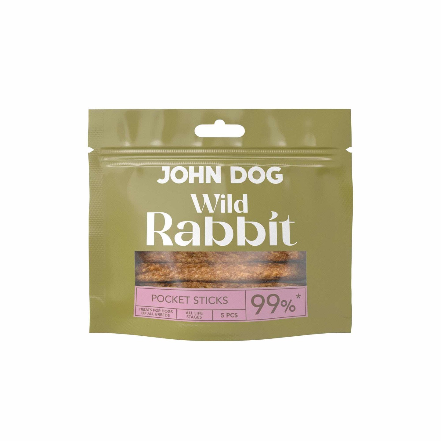 JOHN DOG PRZYSMAKI DLA PSA STICKS WILD POCKET Z KRÓLIKA 5SZT