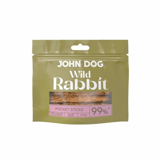 JOHN DOG PRZYSMAKI DLA PSA STICKS WILD POCKET Z KRÓLIKA 5SZT