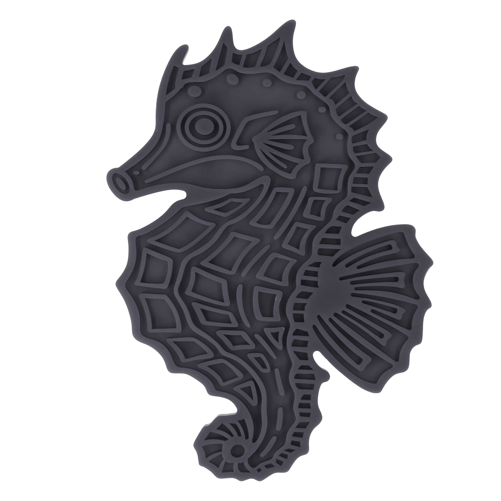 EAT SLOW LIVE LONGER LICK MAT SEAHORSE GRIJS