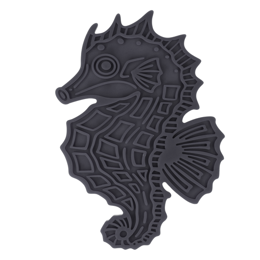 EAT SLOW LIVE LONGER LICK MAT SEAHORSE GRIJS