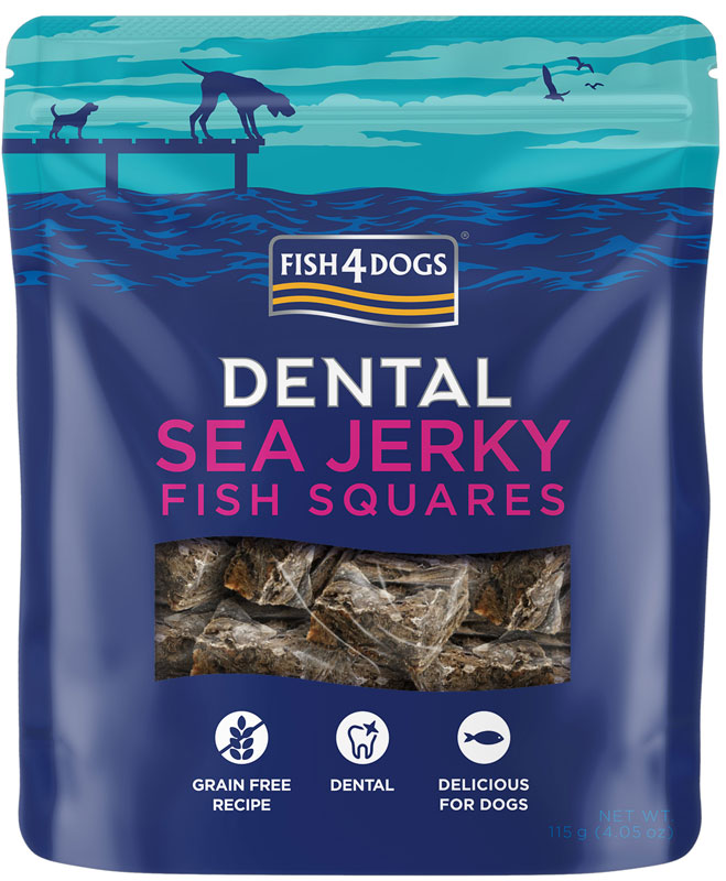 FISH4DOGS DENTAL SEA JERKY PRZYSMAKI DLA PSA FISH SQUARES 115G