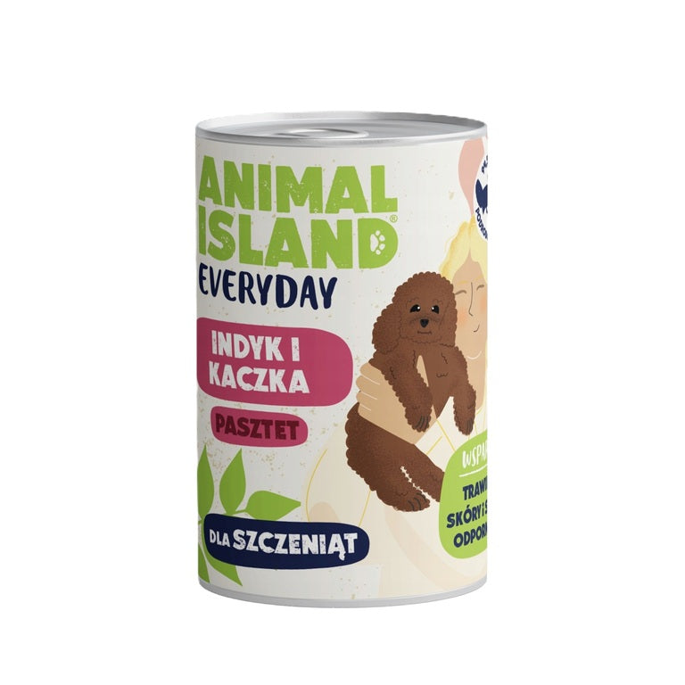 ANIMAL ISLAND MOKRA KARMA DLA PSA EVERYDAY JUNIOR INDYK Z KACZKĄ 400G