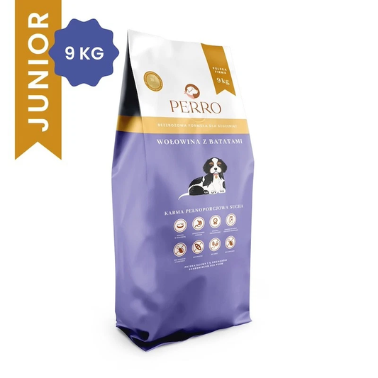PERRO JUNIOR SUCHA KARMA DLA PSA WOŁOWINA Z BATATAMI 9 KG