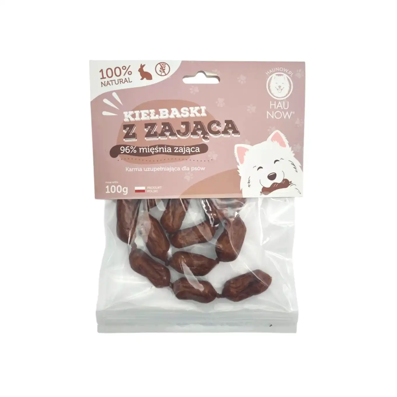 HAUNOW KIEŁBASKI PRZYSMAKI DLA PSA ZAJĄC 100G
