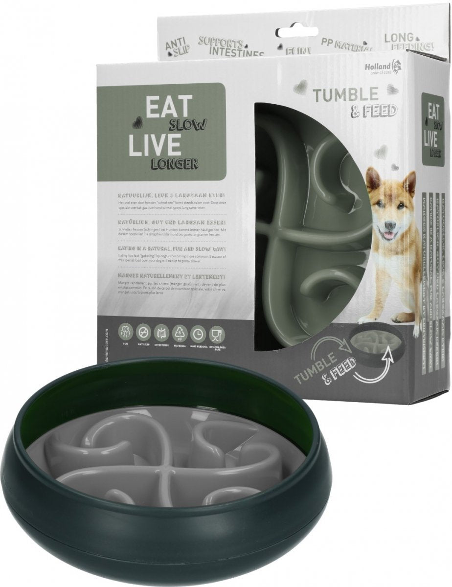 EAT SLOW LIVE LONGER TUMBLE FEEDER MISKA SPOWALNIAJĄCA SZARA