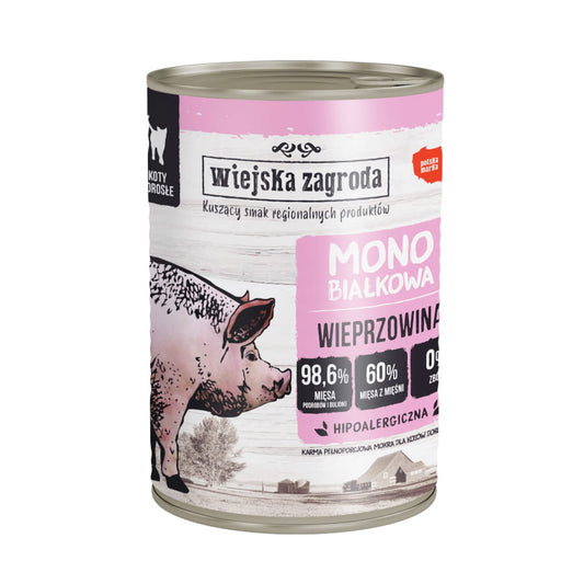 WIEJSKA ZAGRODA MONO MOKRA KARMA DLA KOTA WIEPRZOWINA 400G
