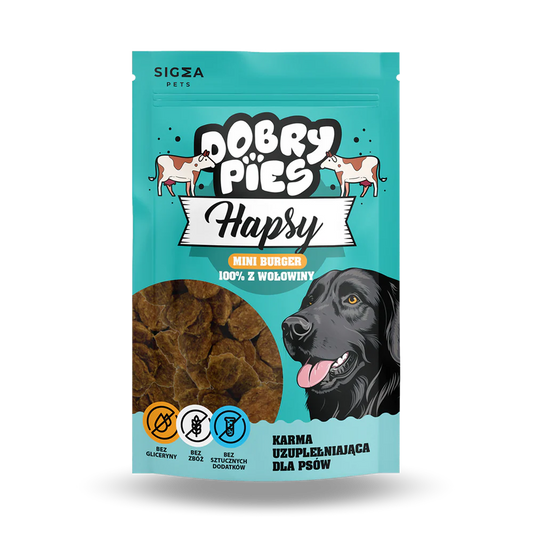 DOBRY PIES HAPSY MINI BURGER 100% Z WOŁOWINY 100G