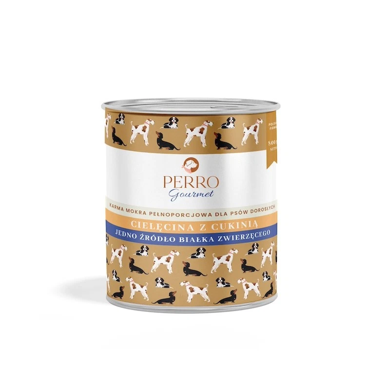 PERRO GOURMET MOKRA KARMA DLA PSA CIELĘCINA Z CUKINIĄ 800G