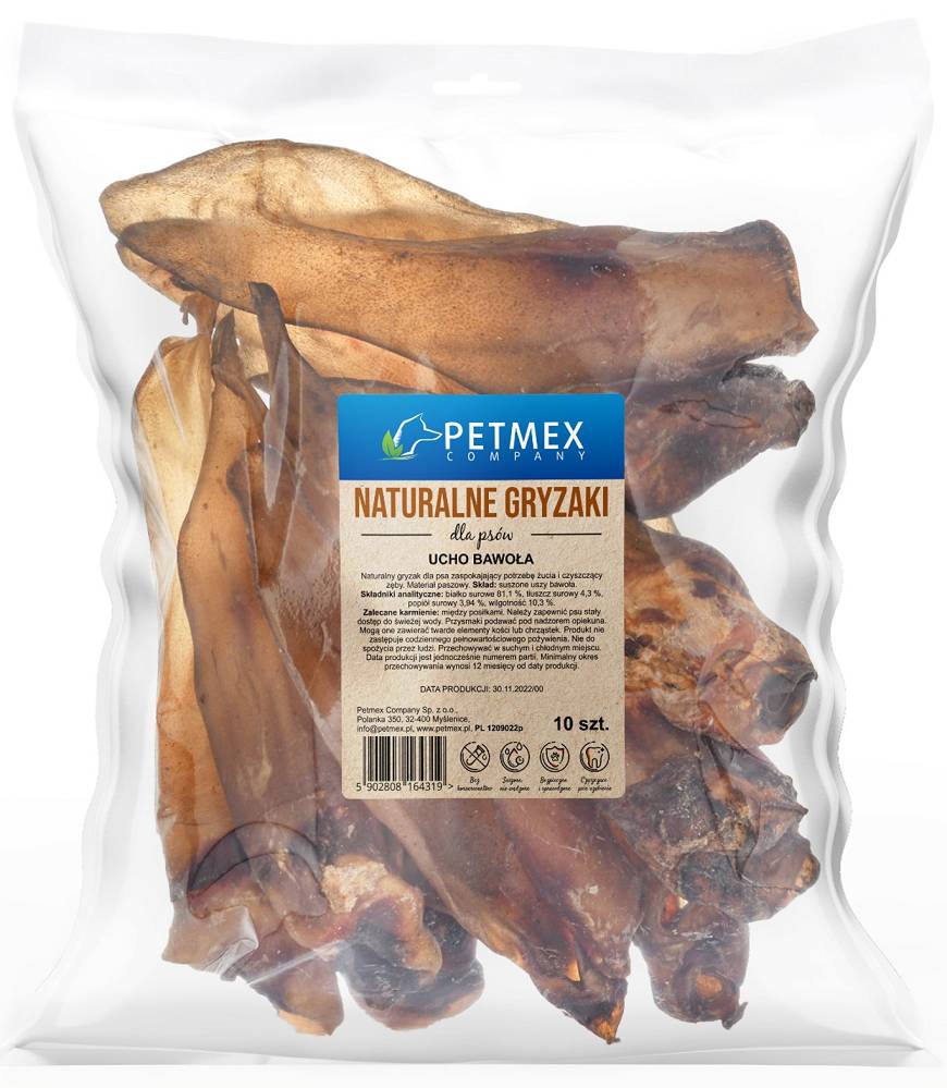 PETMEX UCHO BAWOŁA BEZ PIERŚCIENIA 10SZT