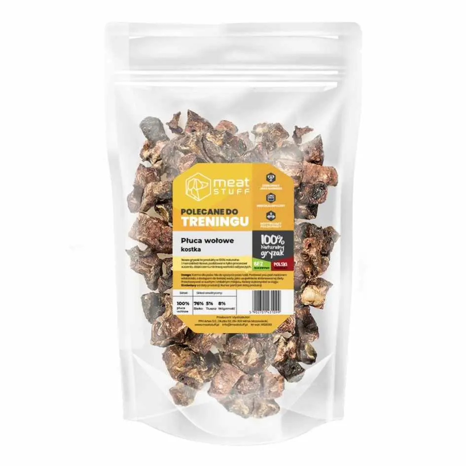MEATSTUFF GRYZAK DLA PSA PŁUCA WOŁOWE KOSTKA 250G