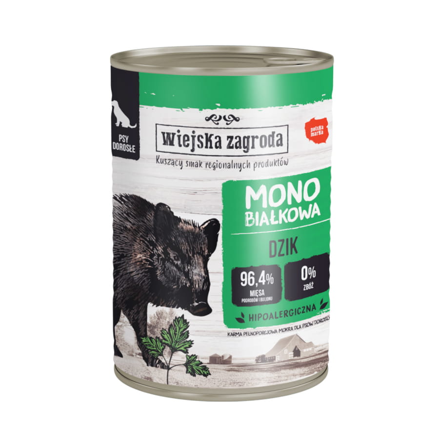 WIEJSKA ZAGRODA MONO MOKRA KARMA DLA PSA DZIK 400G