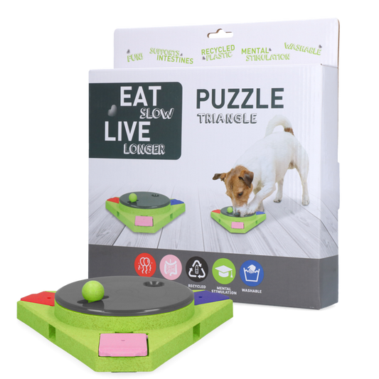 EAT SLOW LIVE LONGER PUZZLE TRIANGLE ZABAWKA INTERAKTYWNA DLA PSA