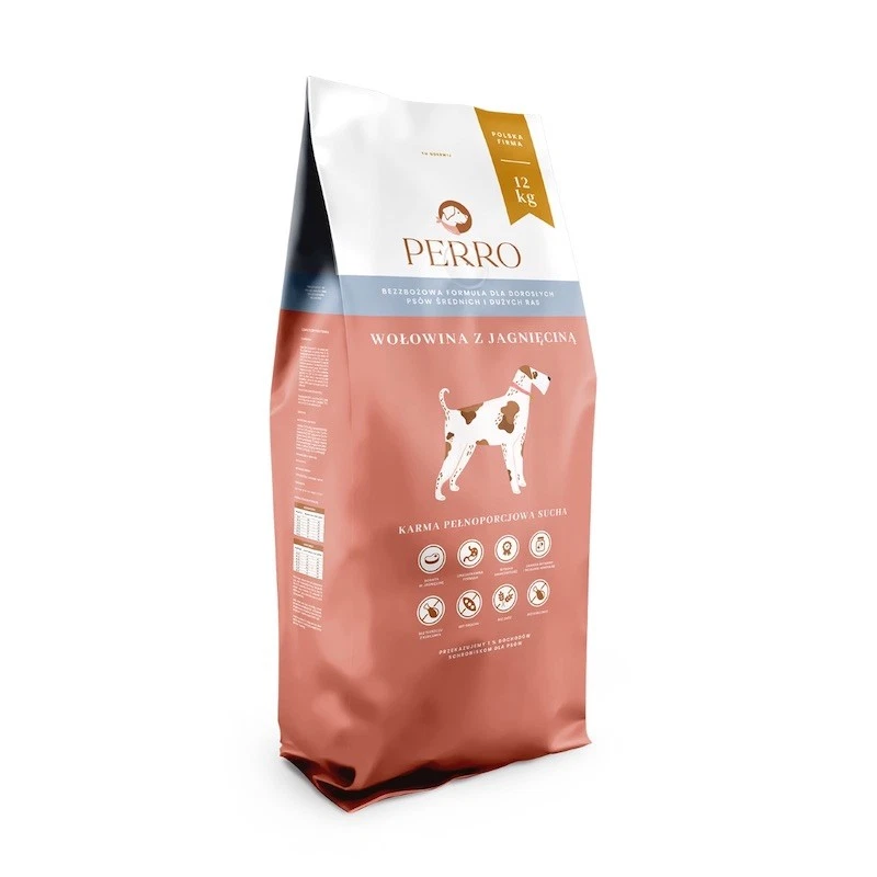 PERRO SUCHA KARMA DLA PSA WOŁOWINA Z JAGNIĘCINĄ M/L 12KG