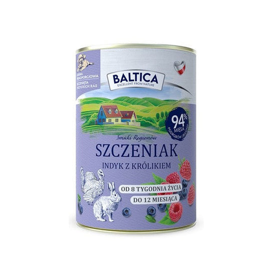 BALTICA SMAKI REGIONÓW MOKRA KARMA DLA PSA JUNIOR INDYK Z KRÓLIKIEM 400G