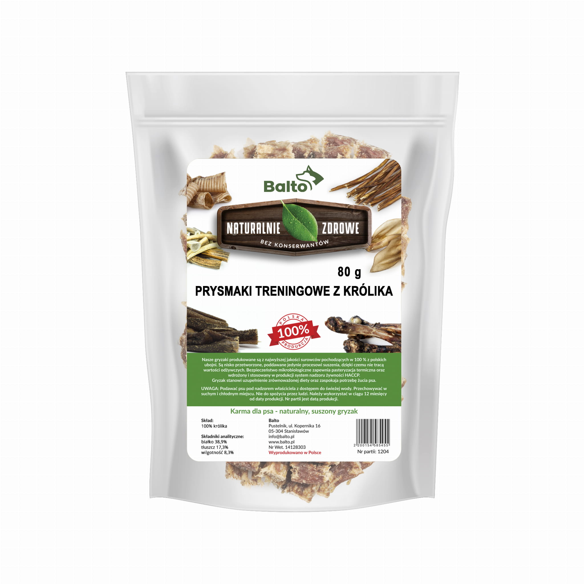 BALTO GRYZAK DLA PSA PRZYSMAK TRENINGOWY Z KRÓLIKA 80G