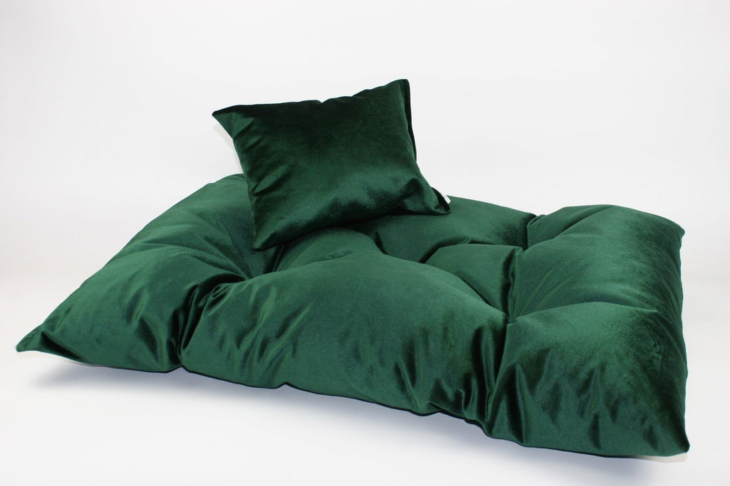 FABVELVET LEGOWISKO DLA PSA, WYMIARY 80/60 CM, VELVET TAPICERSKI - BUTELKOWA ZIELEŃ