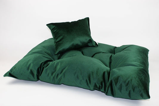 FABVELVET LEGOWISKO DLA PSA, WYMIARY 80/60 CM, VELVET TAPICERSKI - BUTELKOWA ZIELEŃ
