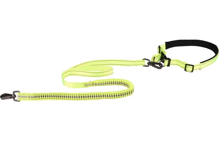 FLAMINGO JOGGING LEASH WITH WAIST BELT DIRAN FLUO YELLOW M 118CM 75-100CM